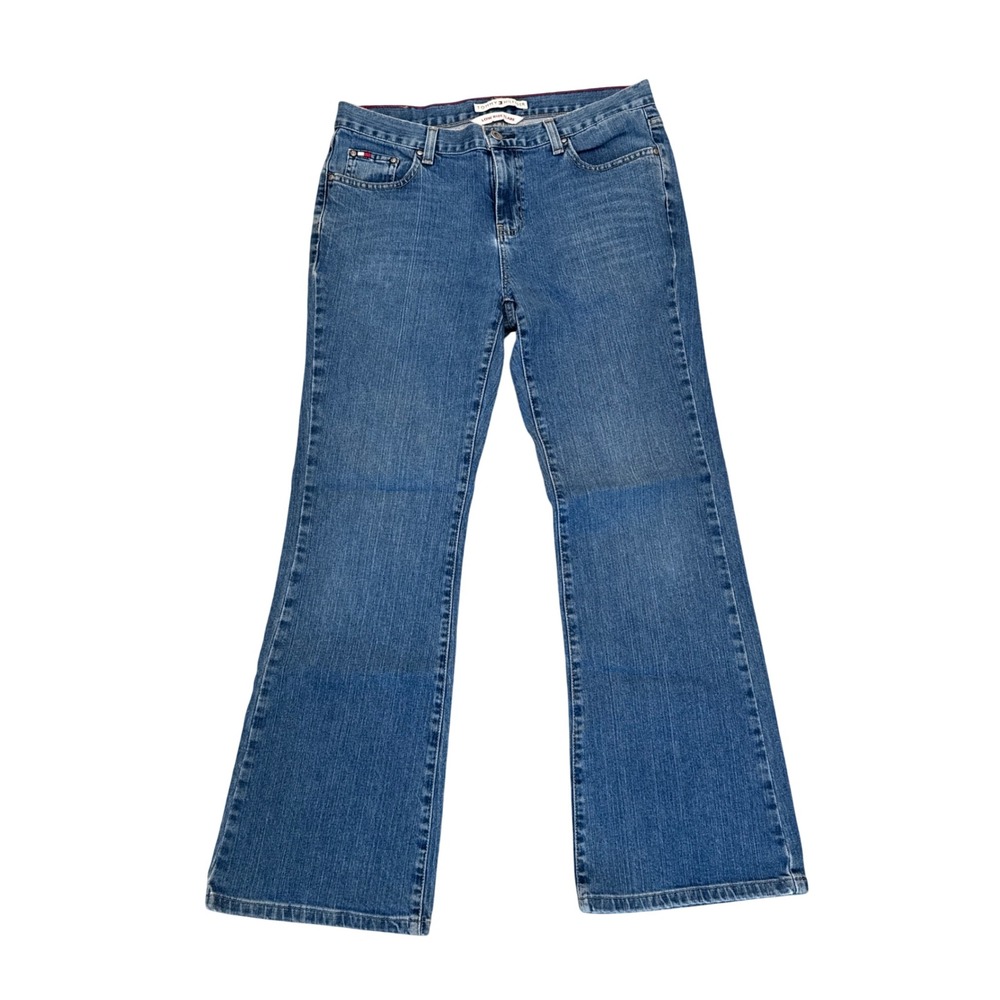 Tommy Hilfiger Low Rise Flare Jeans Medium Wash Denim Y2K Size 10 Regular